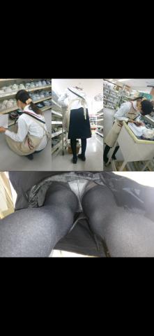 黒色のパンストを履いて仕事中の58歳の熟熟女