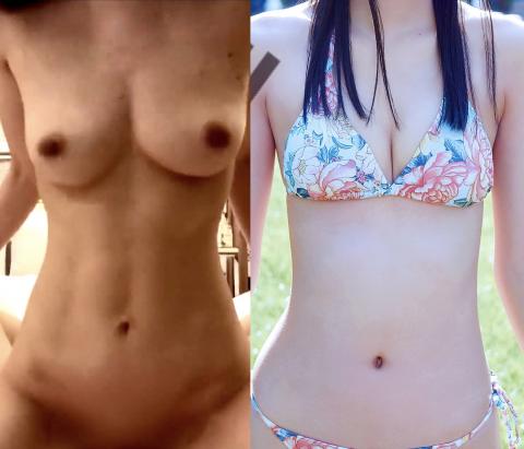 どっちがモデル体型で綺麗？(右は芸能人でモデル）